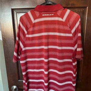 Oakley Men's Polo in Red and White Stripes